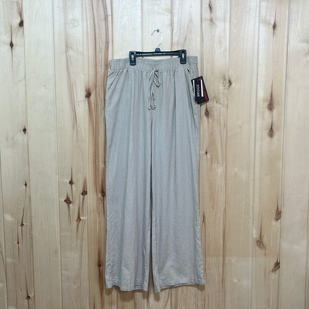 NWT Briggs‎ Tan Linen Blend Wide Leg Pants Size 14